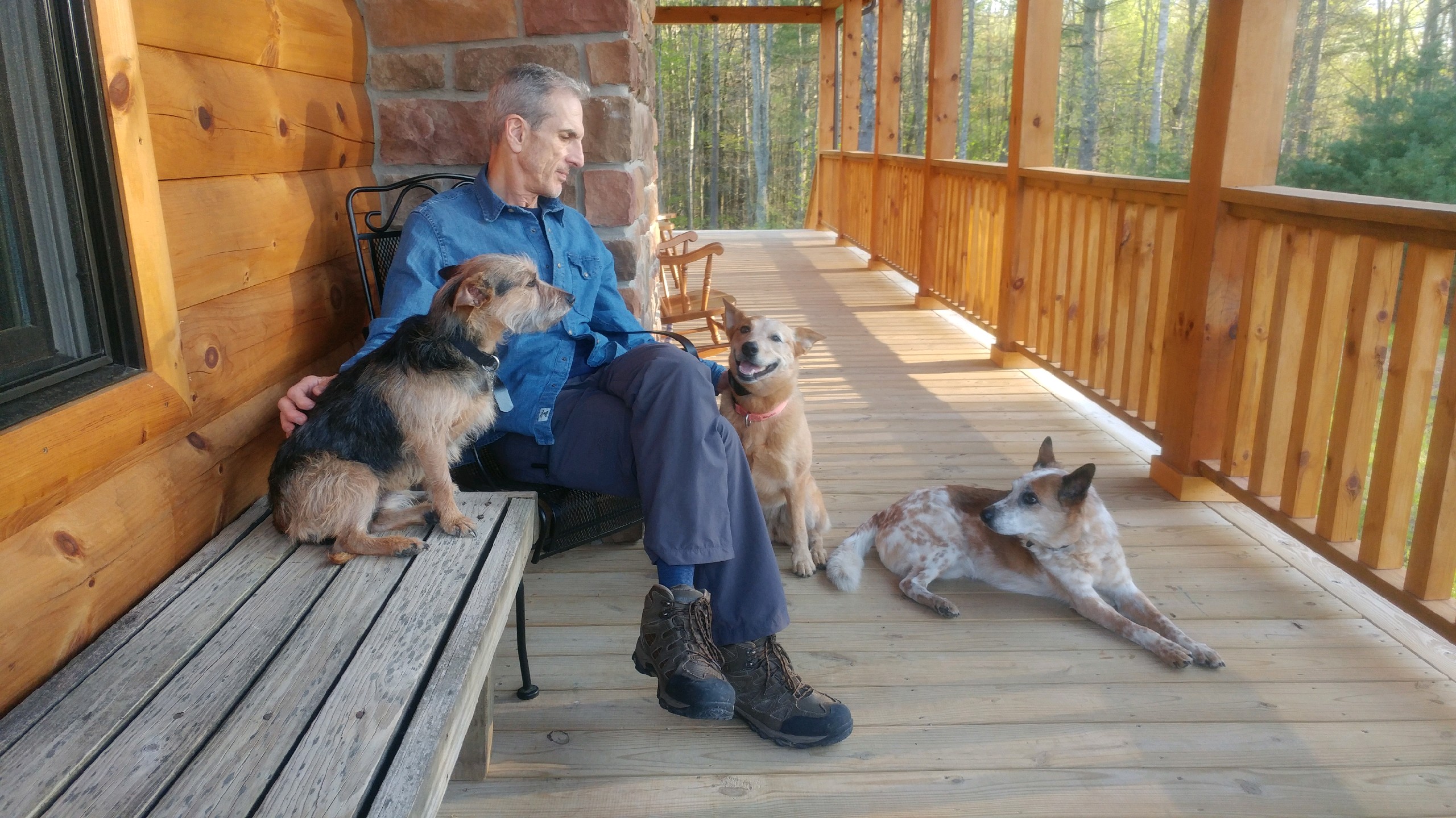 A pic of me &amp; dogs on porch_4.15.20
